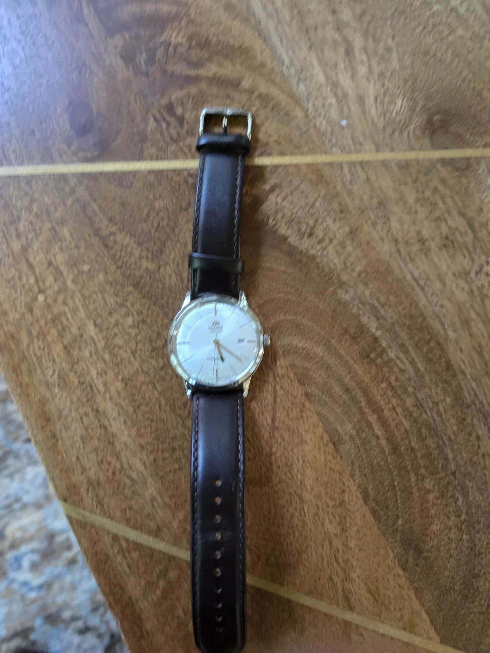 Men's Automatic Watch with Brown Leather Strap and Silver Case Orient Bambino
